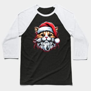 Cute Cat as Santa on Christmas Baseball T-Shirt